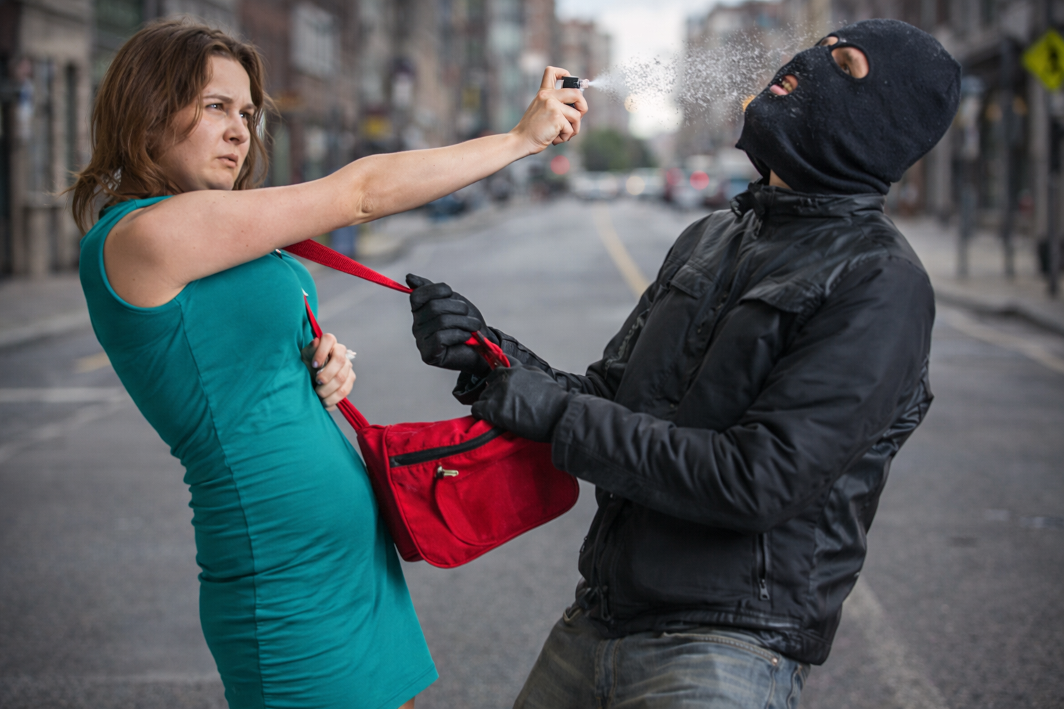Defensive stance on a city street